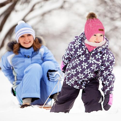 Image of Kids Hat Scarf Gloves Set, Kids Winter Beanie Hat Scarf Gloves Set with Knit Thick Warm Fleece Lined for 1-6 Years Old