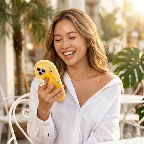 Image of amazon basics 3D Flip Flop Design Silicon Back Cover for iPhone 17 Pro Max - Slipper Shape Soft Case with Smiley Daisy Flower, Shockproof Protection, Cute & Funny Aesthetic Case for Girls & Women