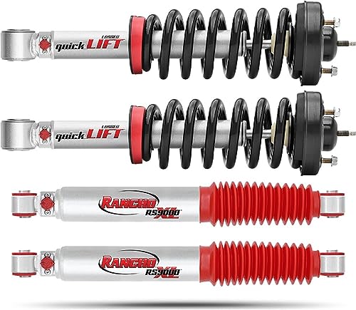 Rancho Set of Front QuickLIFT Loaded Suspension Struts & Coil Springs Assembly + Rear Shock Absorbers for 2005-2015 Nissan Armada 4WD with 1.75