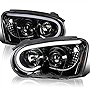 Spec-D Tuning LED Light Bar Jet Black Housing Clear Lens Projector Headlights Compatible with 2004-2005 Subaru Impreza RS/WRX/Outback/STI, Left + Right Pair Headlamps Assembly