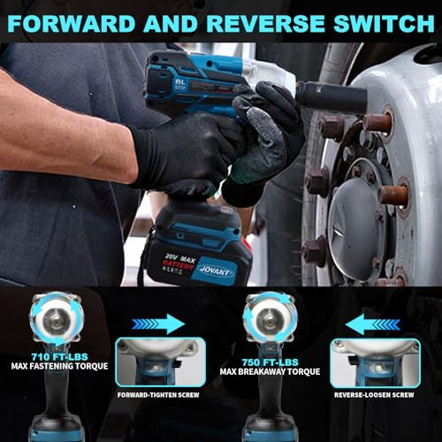 Cordless Impact Wrench Kit, 20V MAX Electric Impact Gun, 737Ft-lbs(1000N.m) Brushless Impact Wrenches, Power Impact Wrenches with 5-Mode Speed,Torque Wrench 1/2 Drive for Car/Truck RV/Mower - Image 5