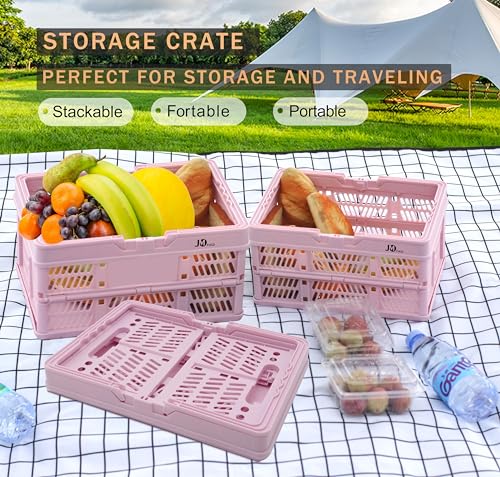 Image of 20 Liter Folding Storage Basket, Collapsible Plastic Folding Box, Storage Crates for Home, Office, Garage (Pink)