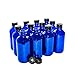 GBO GLASSBOTTLEOUTLET.COM (Pack of 12) 4 oz. Cobalt Blue Boston Round with Black Poly Cone Cap (22/400)