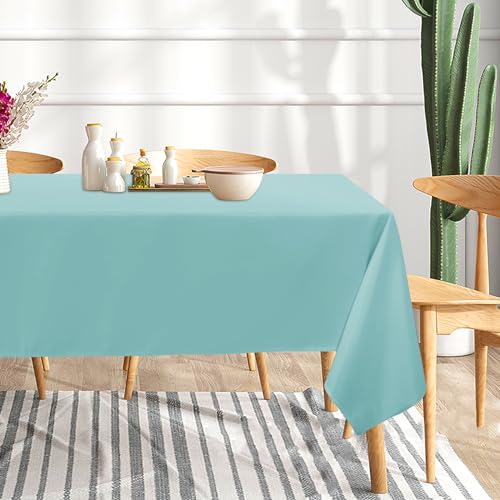 Image of sancua 6 Pack Turquoise Tablecloth 60 x 102 Inch, Rectangle Table Cloth for 6 Feet Tables - Stain and Wrinkle Resistant Washable Polyester Table Cover for Dining Tables, Buffet Parties and Camping
