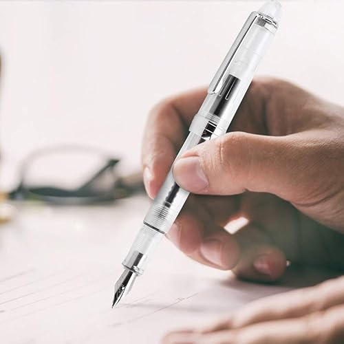 Miniatura 3 de Pluma estilográfica transparente con punta de iridio de acero inoxidable y Blotter para caligrafía de escritura suave y elegante