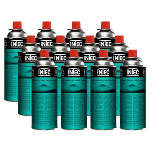 INTEC - Pack 12 Cartouches Gaz Butane 227g UN2037 | Bouteilles Sécurisées sans Fuite pour Réchaud de Camping Plancha Chalumeau Cuisine et Désherbeur Thermique...