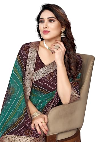 Sari indien bandhani en georgette légère : le drapé parfait sans effort