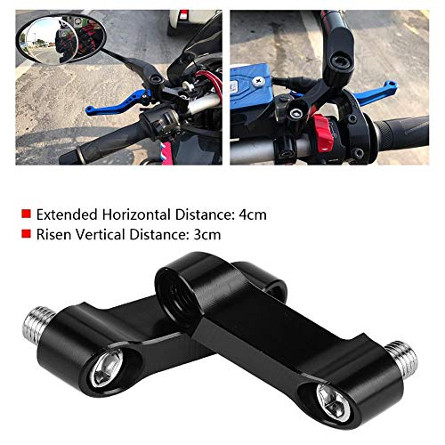 Adattatore per Specchietti Retrovisori Moto, in Alluminio, Filettatura 8/10mm, Alzatesta per Specchie