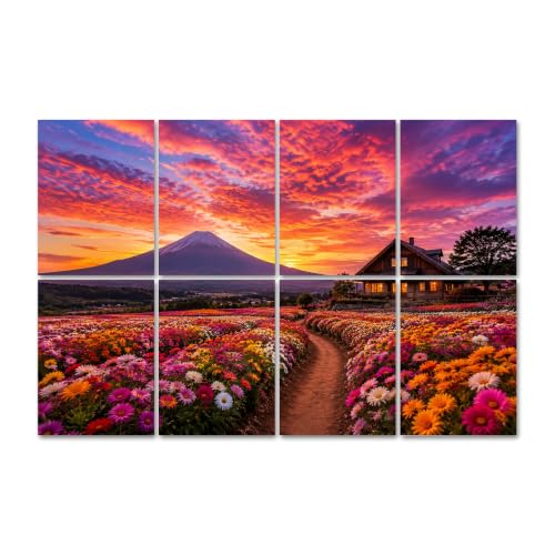 Paneles acústicos decorativos Art Decor 8 piezas, diseño vibrante Sunset Flower Fields, aptos para estudio de grabación y gaming, tamaño 48"x32" miniatura 1