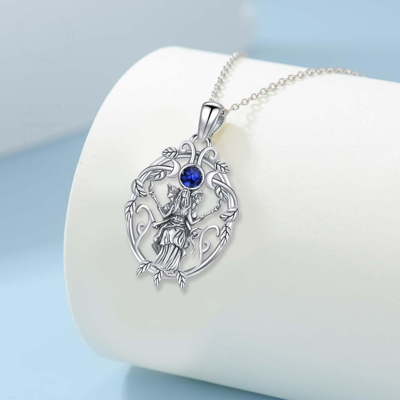 Hecate Necklace Sterling Silver Hekate Necklace Birthstone Triple Moon Goddess Pagan Jewelry Gifts for Women - Image 4