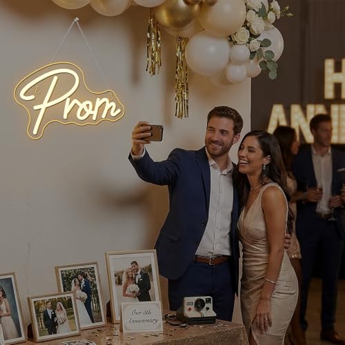 Image of Prom LED Neon Sign Letters Light Up for Graduation Party Wall Decoration | 15.7IN*9.8IN,Five level brightness adjustment,USB power,For Bar,Club,Pub,Commencement Ceremony,Congratulations Graduation