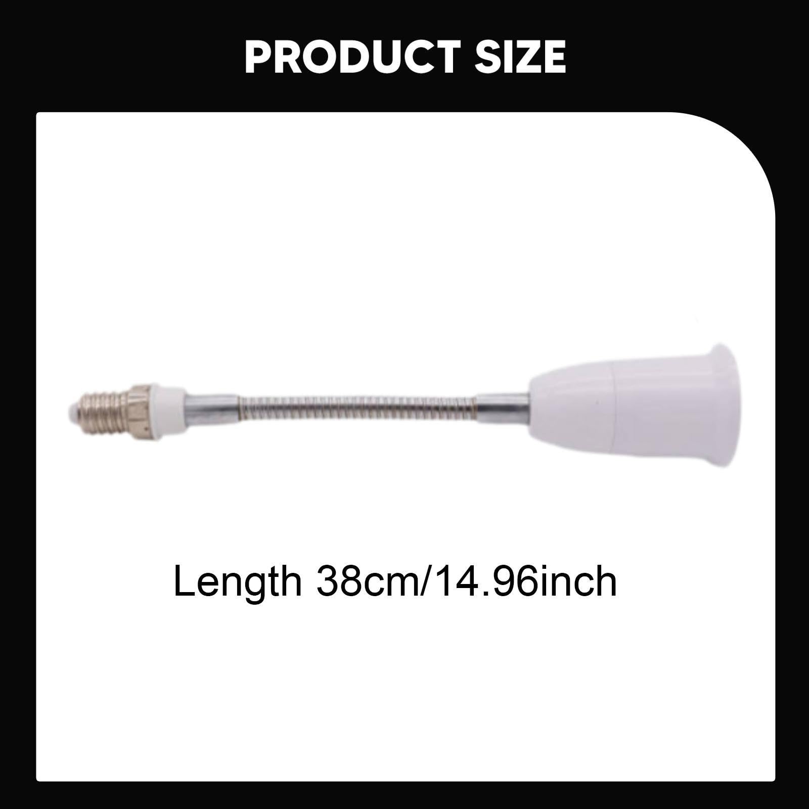 F Fityle 2x Adattatore Portalampada Rotante E14 a E27 con Prolunga Portalampada Gooseneck 360 Gradi Regolabile Presa Lampadina Base Estensibile in Pp Alluminio