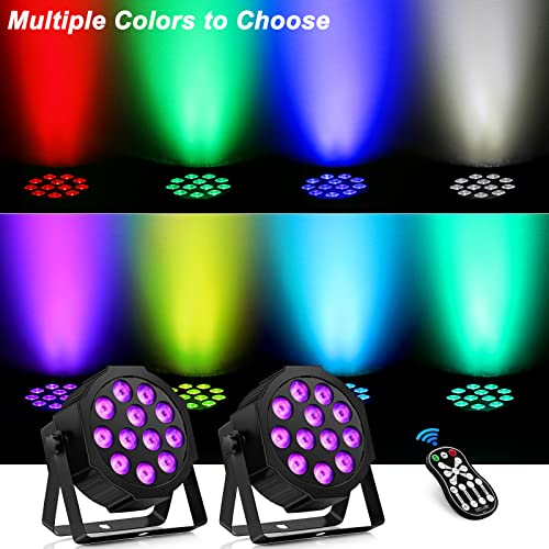 12 Led Stage Lights 2 Pack - 48W Rgbw Par Light With Remote & Dmx Control Sound Activated Strobe Auto Play Uplights For Wedding Birthday Party Disco Dance Club Karaoke Dj Church Stage Lighting #TOP1