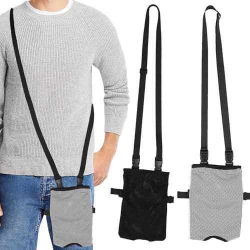 Menibeuty 2pcs Support de Sac de Jambe, Sacs de Cathéter avec Valve Pour Fauteuil Roulant, Sacs Cathéter Avec Valve Porte-Sac Cathéter Avec Sangle Réglable Et Fente Invisibl de 2000 ml Noir et Gris