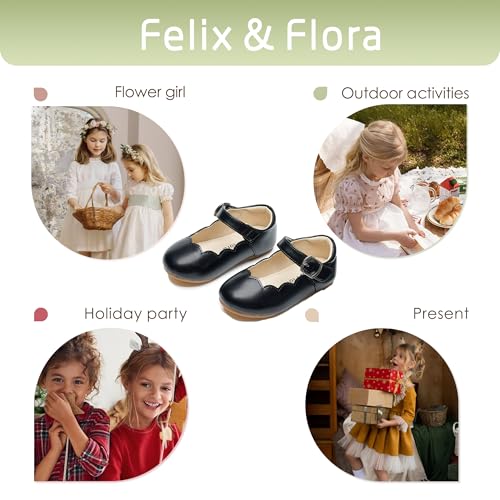 Image of Felix & Flora Toddler Flower Girl Dress Shoes - Baby Girl Ballet Mary Jane Flats for Party School Wedding