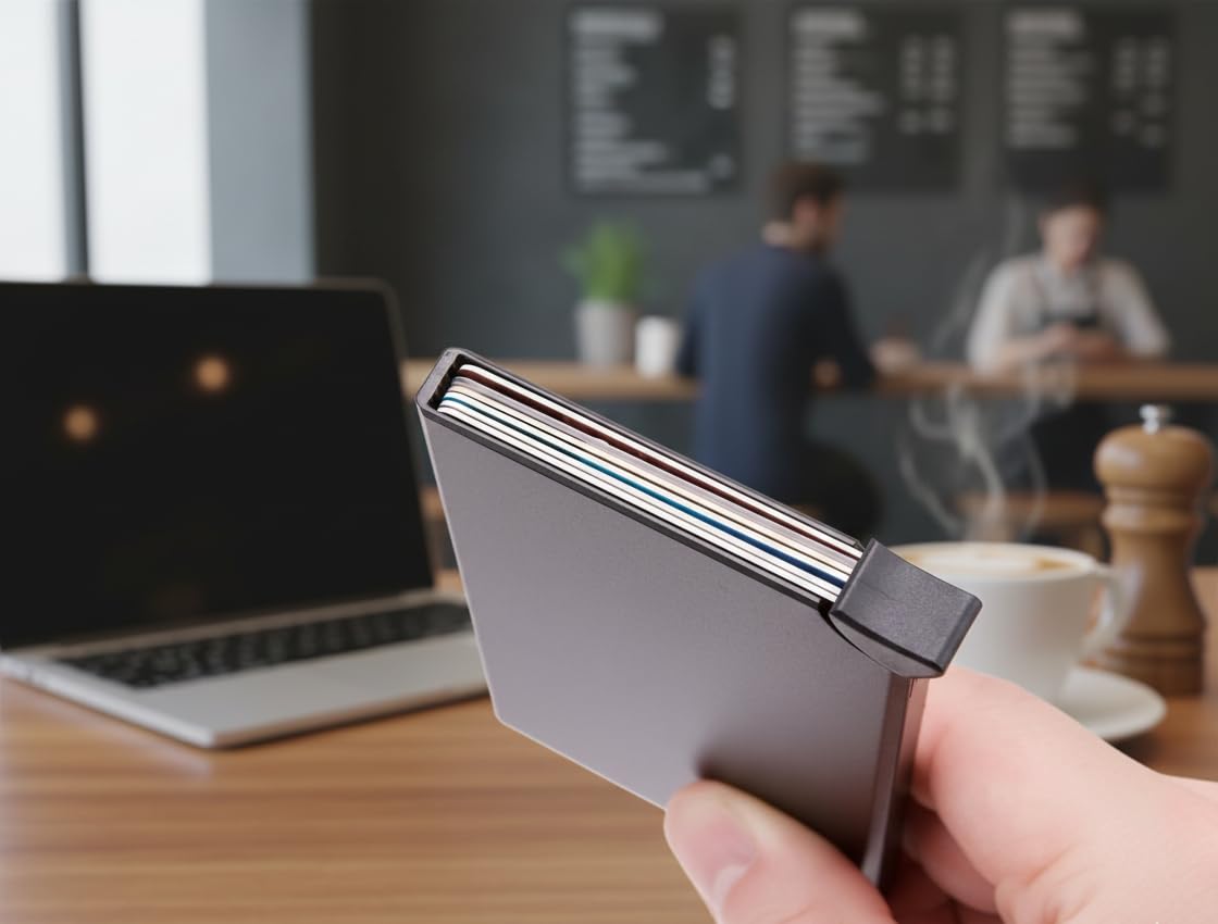 Porta Tarjetas de Metal RFID 5 Colores, Tarjetero Metálico para Hombre y Mujer