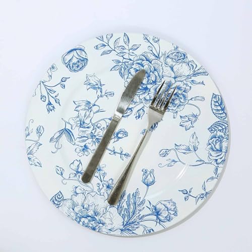 6 Platos Blancos con patrón Floral Azul de 13 pulgadas miniatura 2