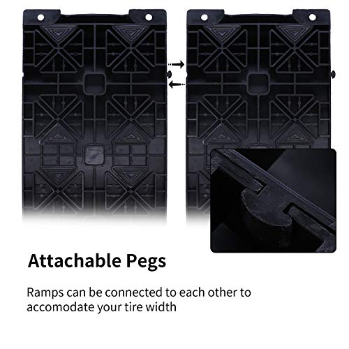 Image of Homeon Wheels Tire Saver Ramps Anti-Slip Pads Design Car Tire Wheel Ramps for Flat Spot and Flat Tire Prevention Tire Savers for Storage Carrying Bag Easy to Store 4 Pack Black
