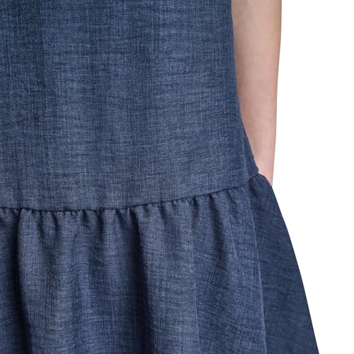 Image of DKNY Women's Flowy Short Sleeve Ruffle Hem Dress