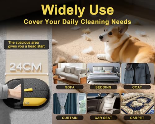 2Pcs Electrostatic Pet Hair Remover Glove, Reusable Cat & Dog Hair Remover for Couch, Furniture, Carpet, Curtain, Upgraded Animal Fur Removal Tool