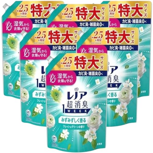 【大容量】レノア 超消臭 1WEEK 柔軟剤 フレッシュグリーンの香り 770ml x 6袋 詰め替え 消臭 部屋干し 加齢臭 まとめ買い