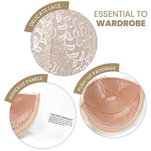 Image of JOATEAY Adhesive Bra Strapless Sticky Push Up Reusable Invisible Lift Padded Non-Slip for Women Backless Dress Wedding Party