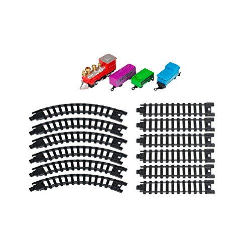 5.5 Inch Train in a Tin Locomotive Train Cars and Oval Track Toy