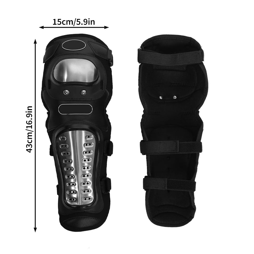 2 Unids Motocicleta Codo Protector,Protección de Motocross,Racing Rodilla Shin Guardias de Protección Equipo de Adultos,de aleación de acero inoxidable y EVA