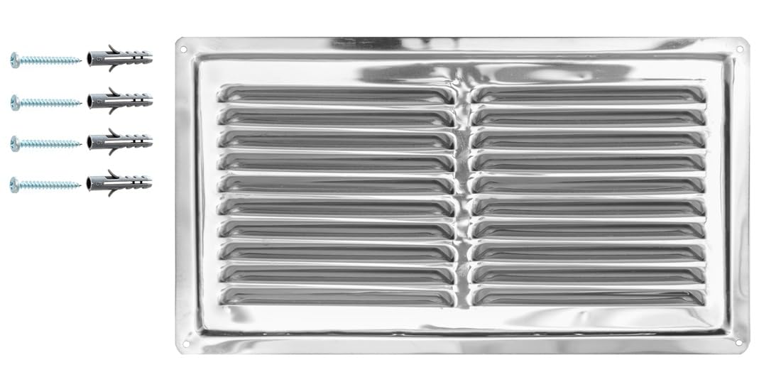 Stainless Steel Ventilation Grille AISI 316 – Non-Magnetic INOX Air Vent Cover for Indoor, Outdoor & Marine Use – Durable Air Diffuser for Walls & Ceilings (32x18 cm / 13"x7")