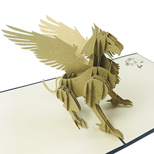 The Griffin - 3D Pop Up Card (Original) - Amazing, Awesome Gifts for Friends, Family, Lovers - Suitable for All Ages, Adults, Kids - Hand Assembled, Fold Flat, Envelope Included