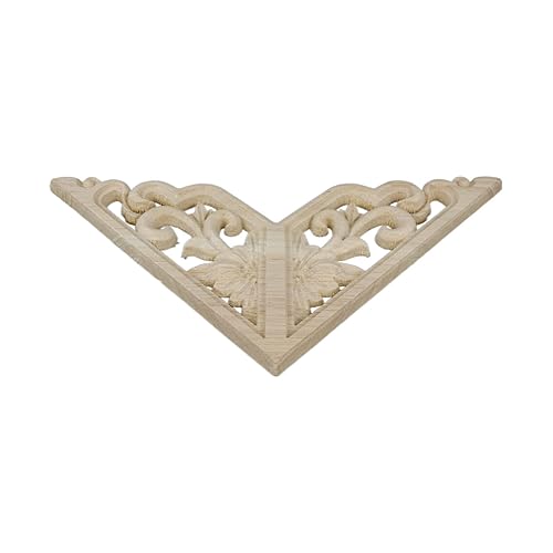 Miniatura 4 de Pufguy Calcomanías con patrón de flores sin pintar, apliques de esquina tallada de madera, decoración de muebles para pared, puerta, armario,