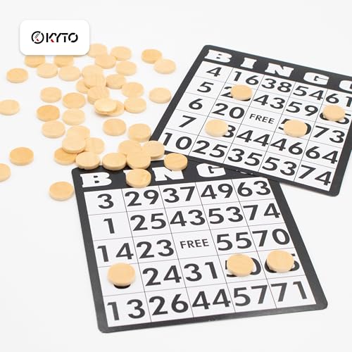 Kyto Bingo Holz Chips - 150 Scheiben aus Holz für Bingospiel-Karten 14/3 mm. Holzsteine, Zählsteine, Marker oder sonstige Spielsteine, mit Stoffbeutel