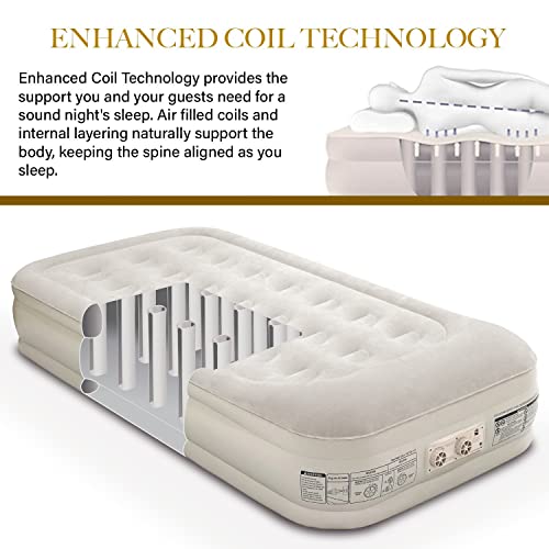 King Koil Luxury Twin Air Mattress with Built-in High Speed Pump for Camping, Home & Guests - 16" Twin Size Double High Airbed Luxury Inflatable Blow Up Mattress Waterproof