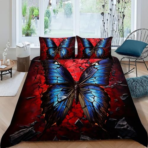 Housse de couette papillon 260x220 cm avec taies d'oreiller