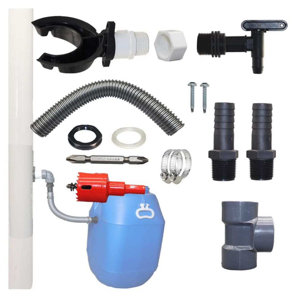 Littimoon Water Butt Filler Kit for Downpipes, Rainwater Collector, Rain Diverter Set Connects Downpipe to Water Butt