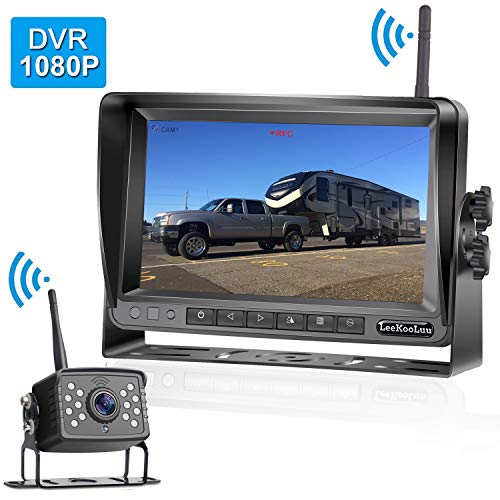 LeeKooLuu 1080P Digital Wireless Backup Camera 7" High-Speed Observation DVR System for RVs,Travels,Trailers,Trucks,Full/Split