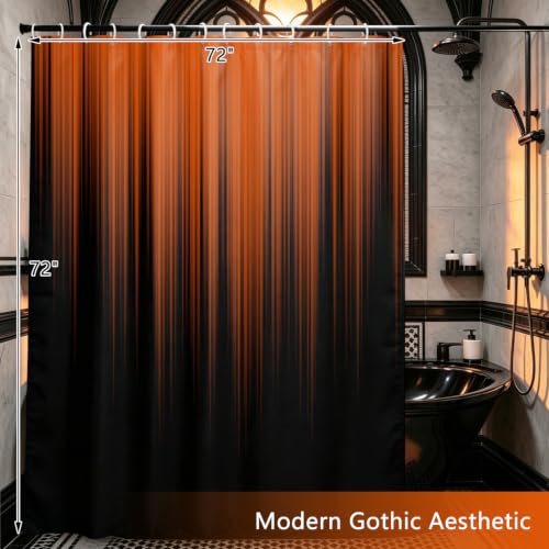 Image of AAtter Orange and Black Shower Curtain, Modern Ombre, 72x72 Inch, 12 Hooks