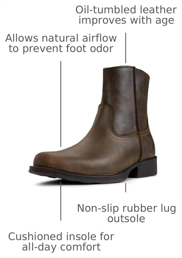 Image of SUREWAY Men's Western Chelsea Cowboy Boots | Square Toe, Slip On, Casual Dress Boots