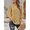 Ecrocoo Summer Tops for Women Ladies Juniors Teen Girls Fashion Casual Stylish V Neck Bell Sleeve Boho Flower Pattern Button Down Tops Loose Fitting Flowy Flutter Blouses Shirts for Vacation,Yellow L