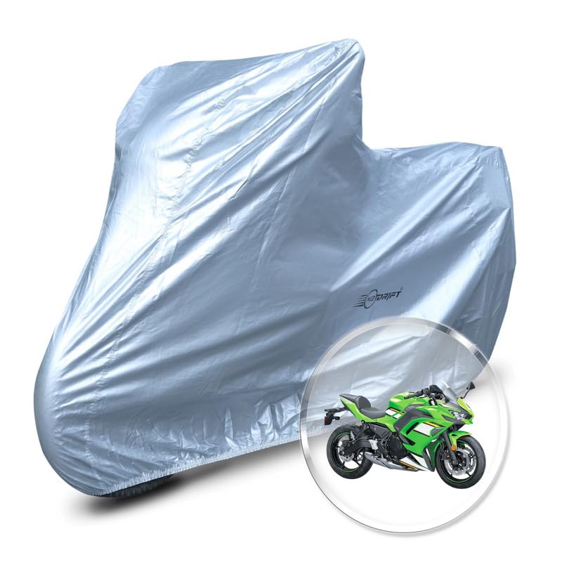 Neodrift 'SilverMax' Bike Cover for Kawasaki Ninja 650 (Windproof, All-Weather Motorcycle Protection, Water & UV Resistant, Dustproof).