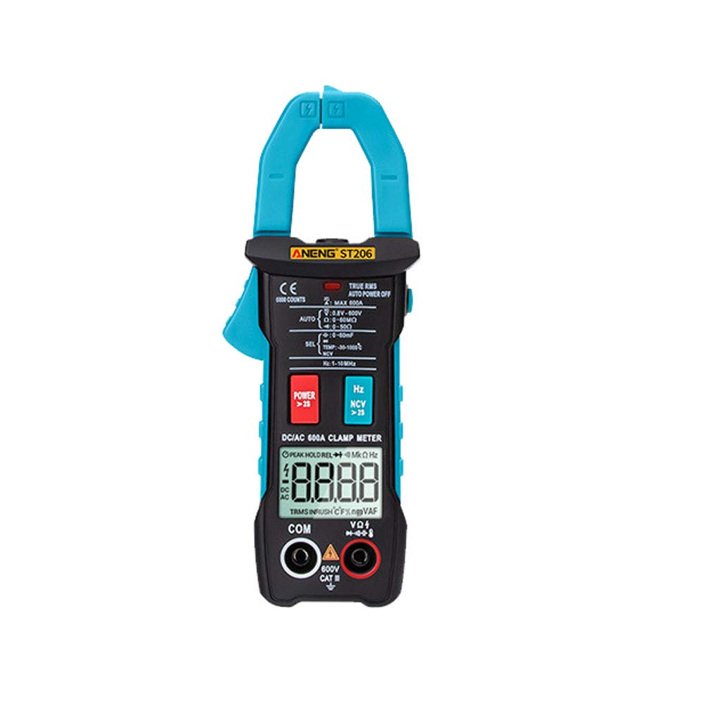 /G ST206 Multímetro Digital Pinza amperimétrica 6000 Cuentas Verdadero Valor eficaz Amp DC/AC Pinza amperimétrica Medida DC Amperimetro Tester Voltímetro - Azul