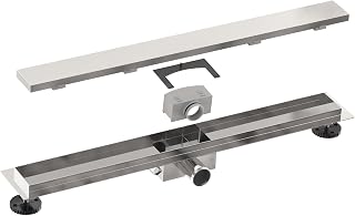 Duschrinne 80 cm Befliesbar komplettset 2in1 | Ablaufrinne für Badezimmer | Premium Edelstahl SU 316 komplettset | Siphon mit Geruchsstop und Haarsieb
