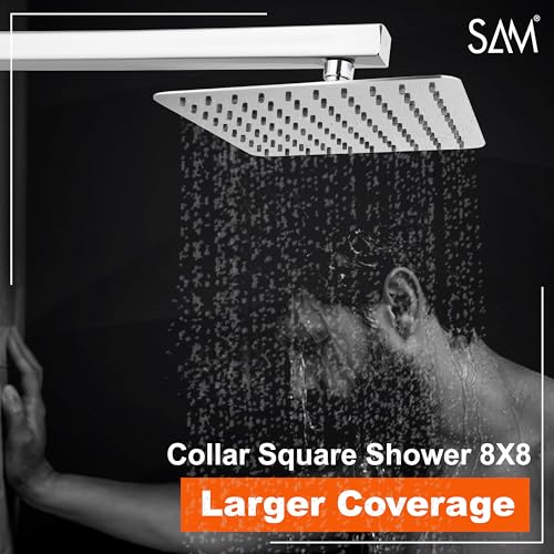 Image of SAM Shower Slim High Pressure Rainfall Showerhead Without Arm for bathroom (Collar Square, 8 * 8)
