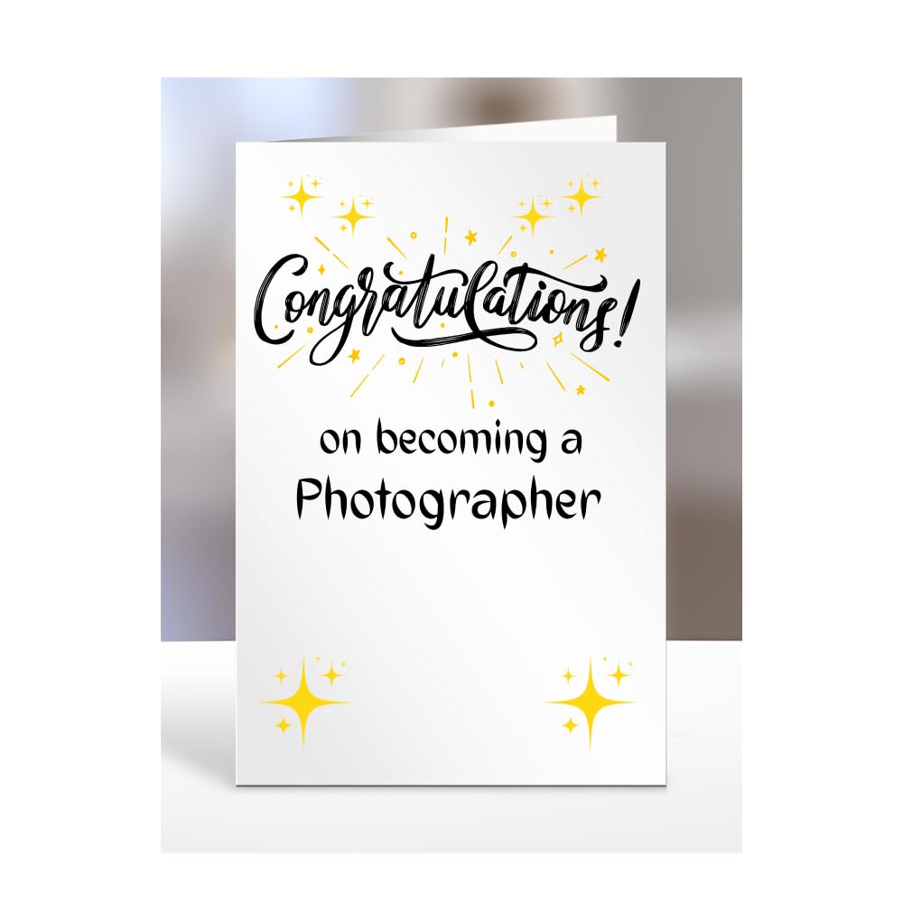 Congratulations on becoming a Photographer, card for men, women, him, her, colleague, boss, manager, supervisor, friend, gifts or presents, A5-211b_196