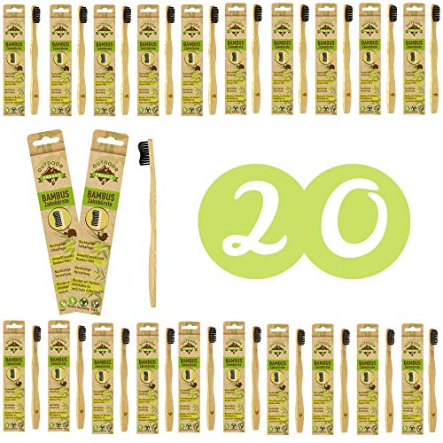 Outdoor Freakz - Cepillo de dientes de bambú (20 unidades)