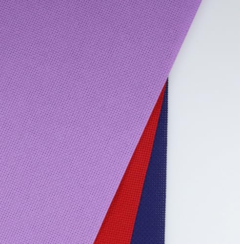 Image of KCS 3 pc of 15 inch x 18 inch(38cmx45cm) Counted Cross Stitch Cotton Aida Cloth Needlework Rolled Fabric Box,14CT,Lavender+Royal Blue+Red