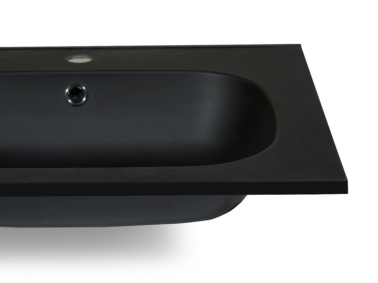 Vente-unique - Lavabo empotrado Atiwa - L 120cm x A 46cm x H 14.5cm - resina - negro
