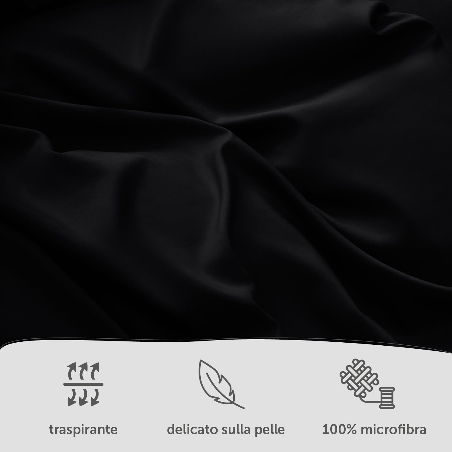 Blumtal Copripiumino 200 x 200 cm in Microfibra con 2 federe 65 x 65 cm – Parure da Letto 200 x 200 2 Persone per Materasso 140 x 190, Basic, Certificato Oeko-Tex, Morbido – Nero