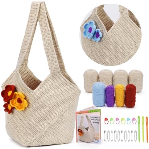 Pnytty Crochet Bag Kit for Beginners Complete Starter Set with Ya...