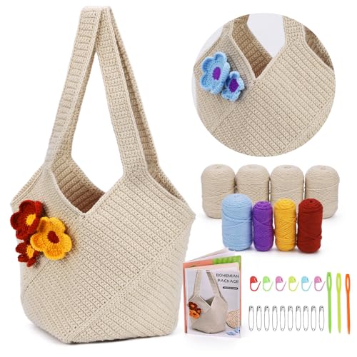 Pnytty Crochet Bag Kit for Beginners (Beige)